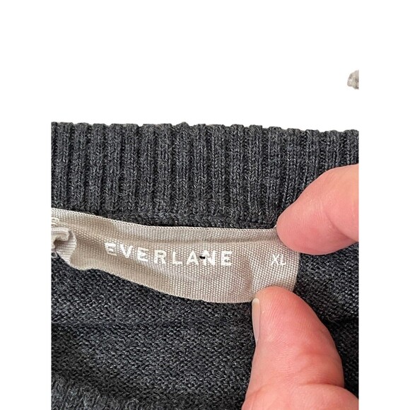 Everlane Sweater Mens XL Crew Neck Pullover Gray 100% Wool Preppy Casual Adult - Picture 3 of 9